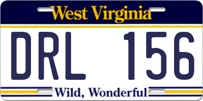 WV license plate DRL156