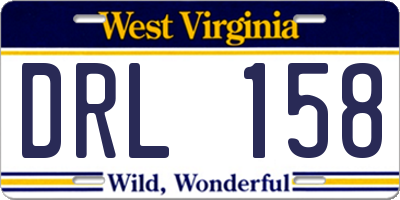 WV license plate DRL158