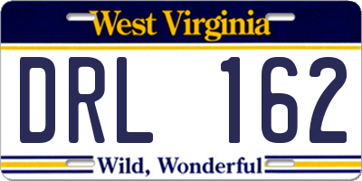WV license plate DRL162