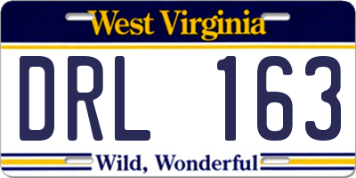 WV license plate DRL163