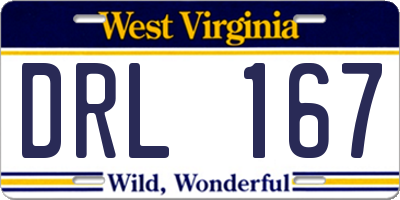 WV license plate DRL167