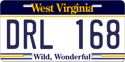 WV license plate DRL168