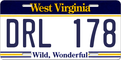 WV license plate DRL178