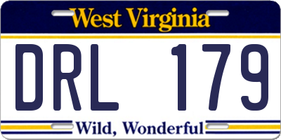 WV license plate DRL179
