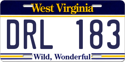 WV license plate DRL183