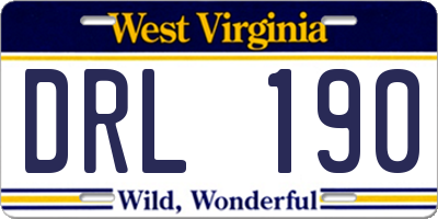 WV license plate DRL190