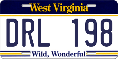 WV license plate DRL198