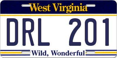 WV license plate DRL201