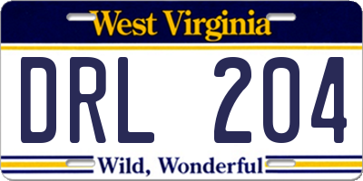 WV license plate DRL204