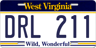 WV license plate DRL211