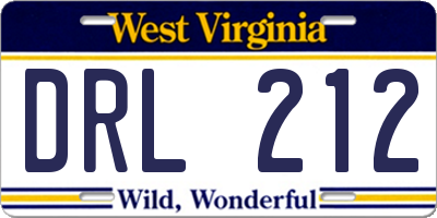 WV license plate DRL212