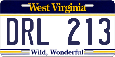 WV license plate DRL213