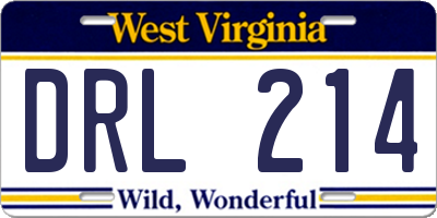 WV license plate DRL214