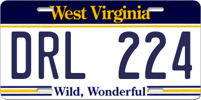 WV license plate DRL224
