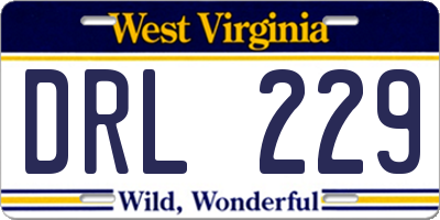 WV license plate DRL229
