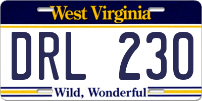 WV license plate DRL230
