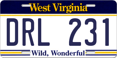 WV license plate DRL231