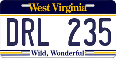 WV license plate DRL235