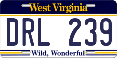 WV license plate DRL239
