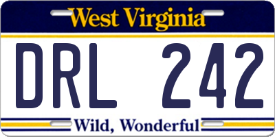 WV license plate DRL242