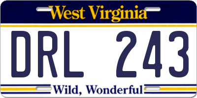 WV license plate DRL243
