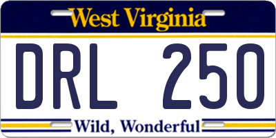 WV license plate DRL250