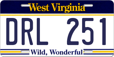 WV license plate DRL251