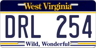 WV license plate DRL254