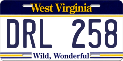 WV license plate DRL258