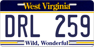 WV license plate DRL259