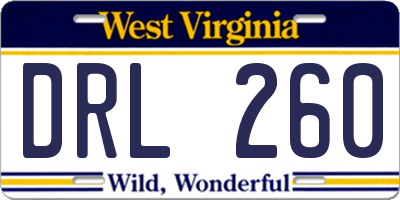 WV license plate DRL260