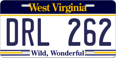 WV license plate DRL262