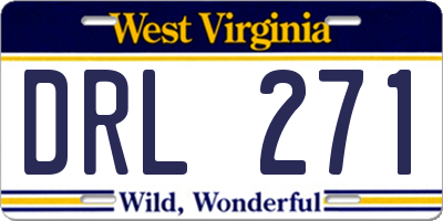 WV license plate DRL271