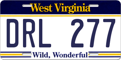 WV license plate DRL277