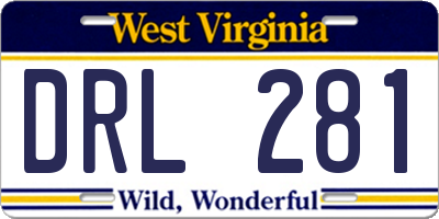 WV license plate DRL281