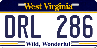 WV license plate DRL286