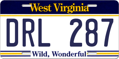WV license plate DRL287