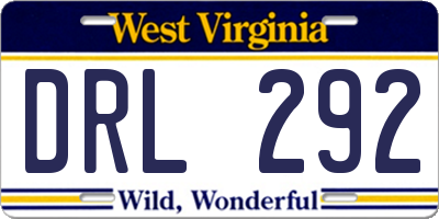 WV license plate DRL292
