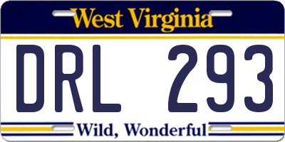 WV license plate DRL293