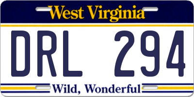 WV license plate DRL294