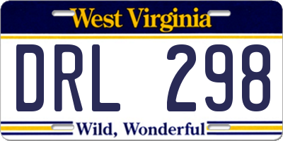 WV license plate DRL298