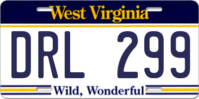 WV license plate DRL299