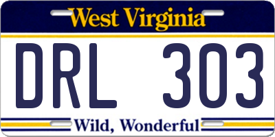 WV license plate DRL303