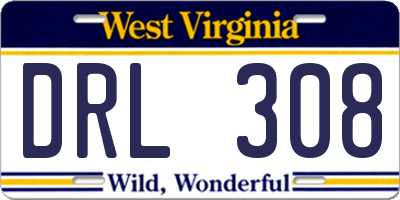 WV license plate DRL308