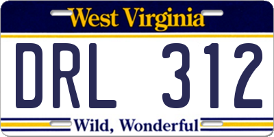 WV license plate DRL312