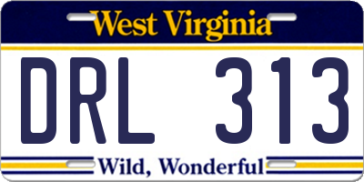 WV license plate DRL313