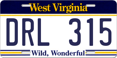 WV license plate DRL315