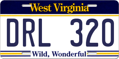 WV license plate DRL320