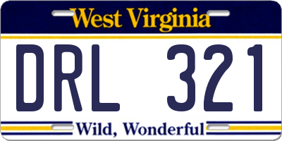 WV license plate DRL321