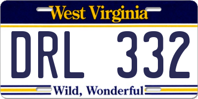 WV license plate DRL332